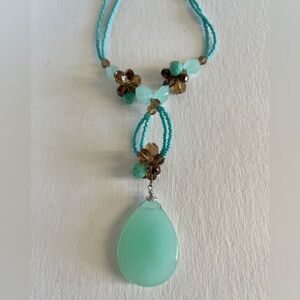NWOT Essence Turquoise and Brown Beaded Necklace